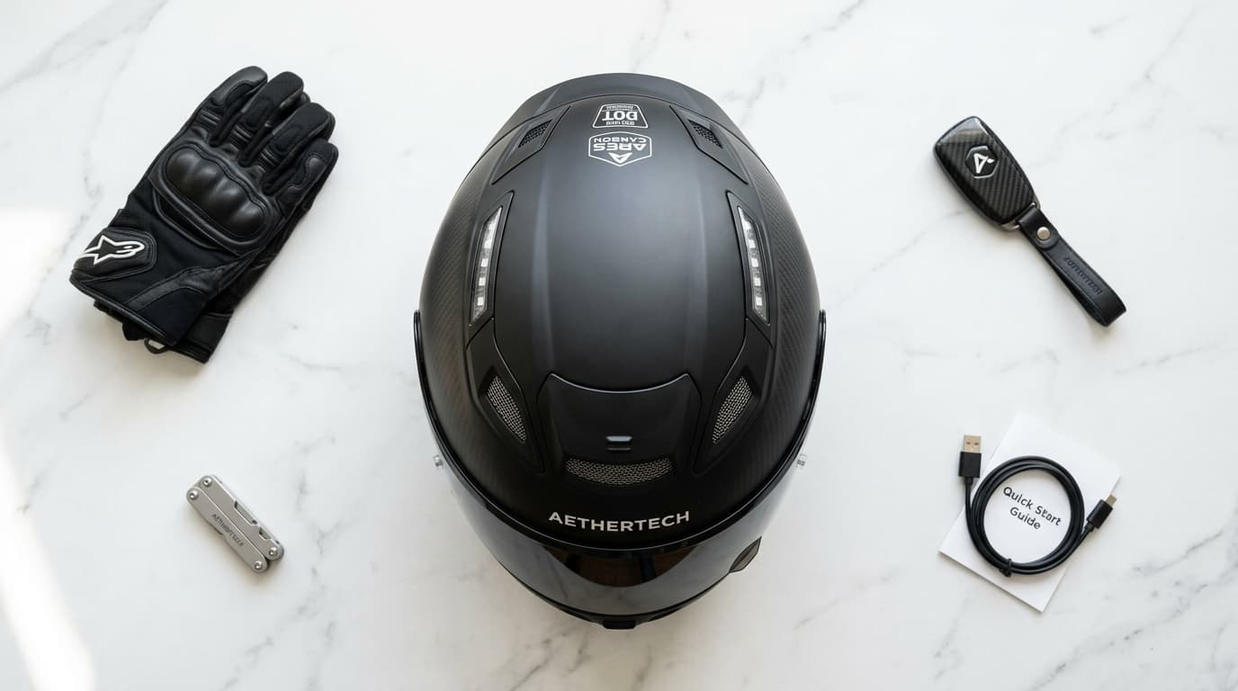 Motorcycle helmet on surface
